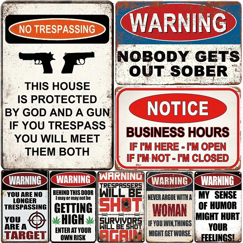 1pc Vintage Metal Sign Warning Tin Sign , Shop Home Bar Wall Decor, Wall Art Stickers Kitchen Home Dinner Room, 8x12 Inches