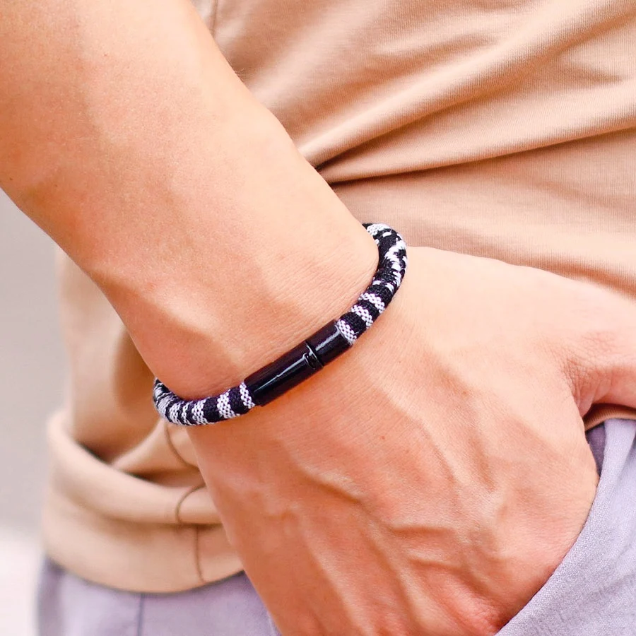 Men Bohemian Rope Bracelet Double Buckle 6mm Fabric Surfing Casual