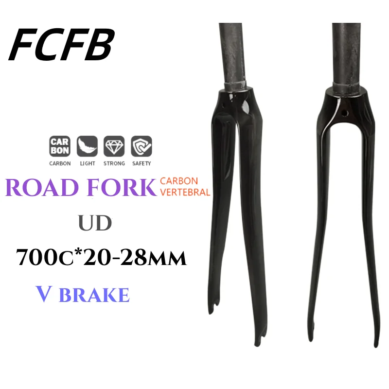 

carbon fork Road Bicycle Front Fork 700C Carbon Fibre Road Bike Fork 28.6mm 1-1/8 V Brake Cycling Parts UD Weave Glossy matte