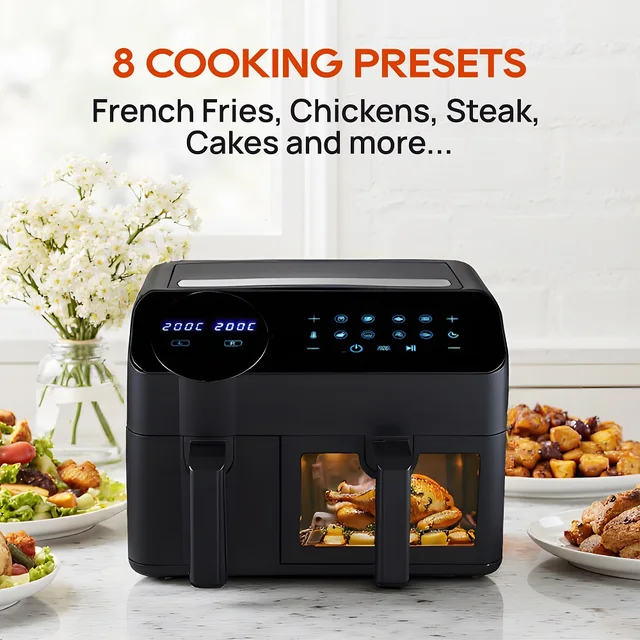 KOMORE Dual Basket Air Fryer with Smart Touch Screen Overheat Protection 1