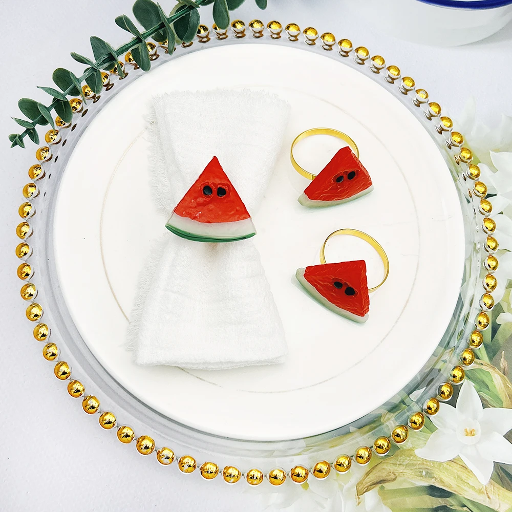 8Pcs Fruit Theme Party Decorations Lemon Strawberry Watermelon Napkin Rings Holder for Summer Birthday Party Baby Shower HWW52