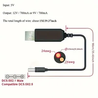 USB Power Boost Line DC 5V To DC 5V/ 9V/ 12V Step UP Module USB Converter Adapter Cable 3