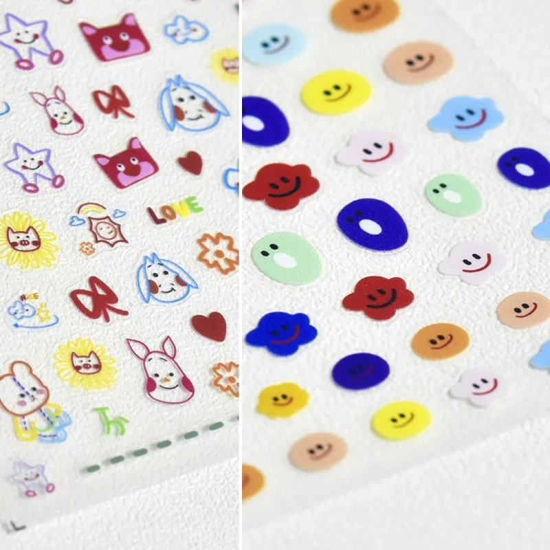 

[Meow.Sensei] Thin Tough 535 Adhesive Nail Stickers Japanese Stickers Nail Sticker Color Cute Flowers Smiley Rabbit