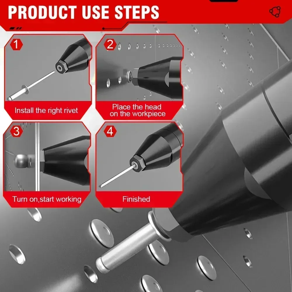 20000N Brushless Electric Rivet Gun 2.4-5.0mm Cordless Rivet Nut Gun Drill Insert Automatic Riveting Tool For Makita 18V Battery 4