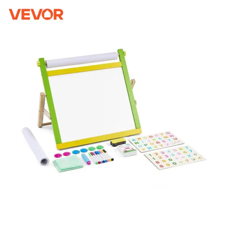 VEVOR Children Magnetic Drawing Board 3-in-1 Double-Sided Wooden Kids Art Easel with Painting Accessories for Boys Girls Toys