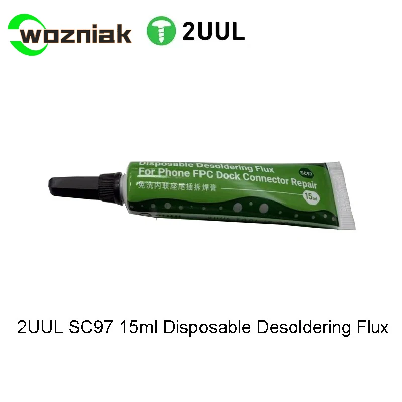 2UUL SC97 15ml 휴대 전화 FPC 용 일회용 디 솔더링 플럭스 내부 소켓 테일에서 솔더 페이스트 삽입 및 제거