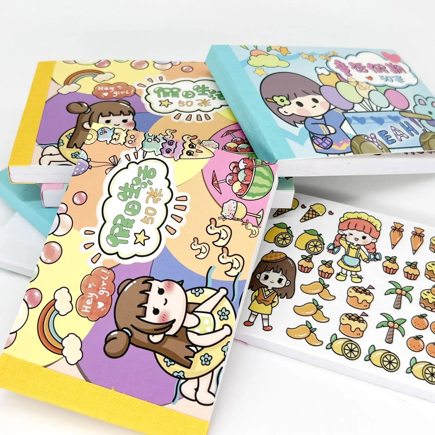 

50 Sheets Cartoon Stickers Kawaii Cute Girl DIY Background Scrapbooking Material Paper Kindergarten Craft Supplies Paper Book