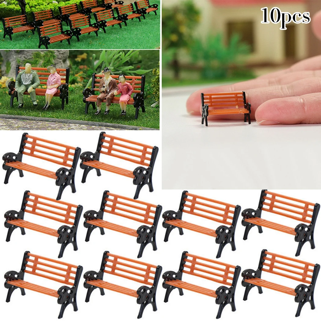 

Brand New Model Park Bench Garden Decoration 0.79*0.55*0.35inch/2*1.4*0.9cm 10Pcs 1:87 Bench Chair For HO TT Scale