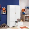 Wide Armoire Wardrobe Closet with Adjustable Shelves and Drawers, Freestanding Closet Wardrobe Cabinet, Bedroom Armoires 1