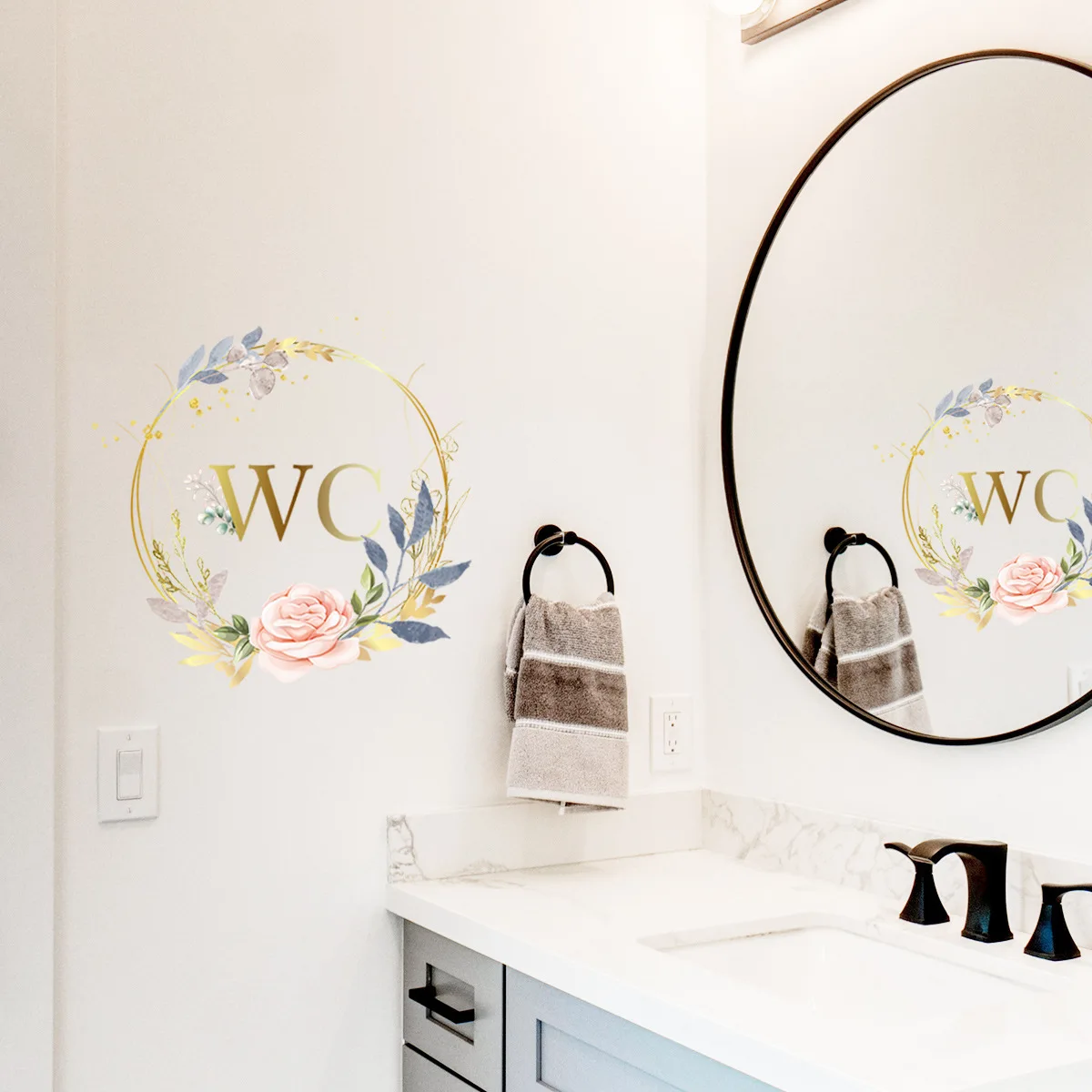 Toilet Mirror Background Wall Plant Flower Slogan Beautification Decorative Sticker Can Remove Self-Adhesive Door Sticker wall stickers toilet stickers