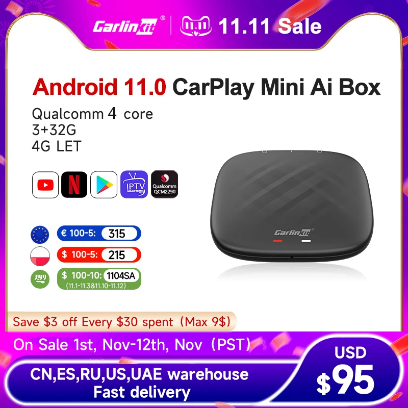 Carlinkit CarPlay Mini Ai Box Andoroid 11 Drahtlose CarPlay Android Auto Für Audi Bmw Mazda Toyota Netflix You_Tube 4G LTE 128G| | - AliExpress