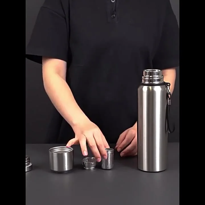 Fiaschetta sottovuoto Extra Large in acciaio inox con manico e