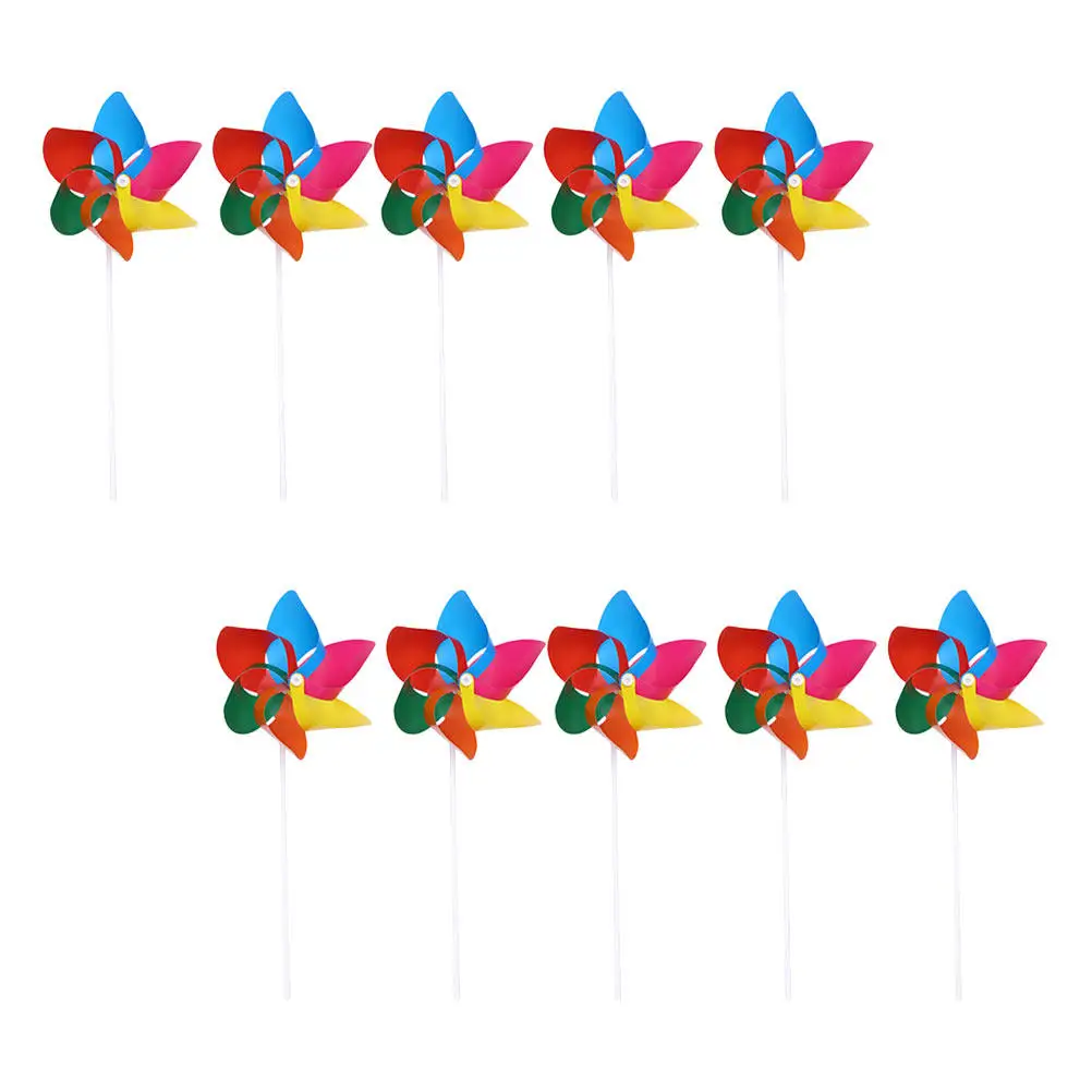 25Pcs 마당 장식을위한 육각형 플라스틱 바람개비 밝은 무지개 색상 크리 에이 티브 DIY 풍차