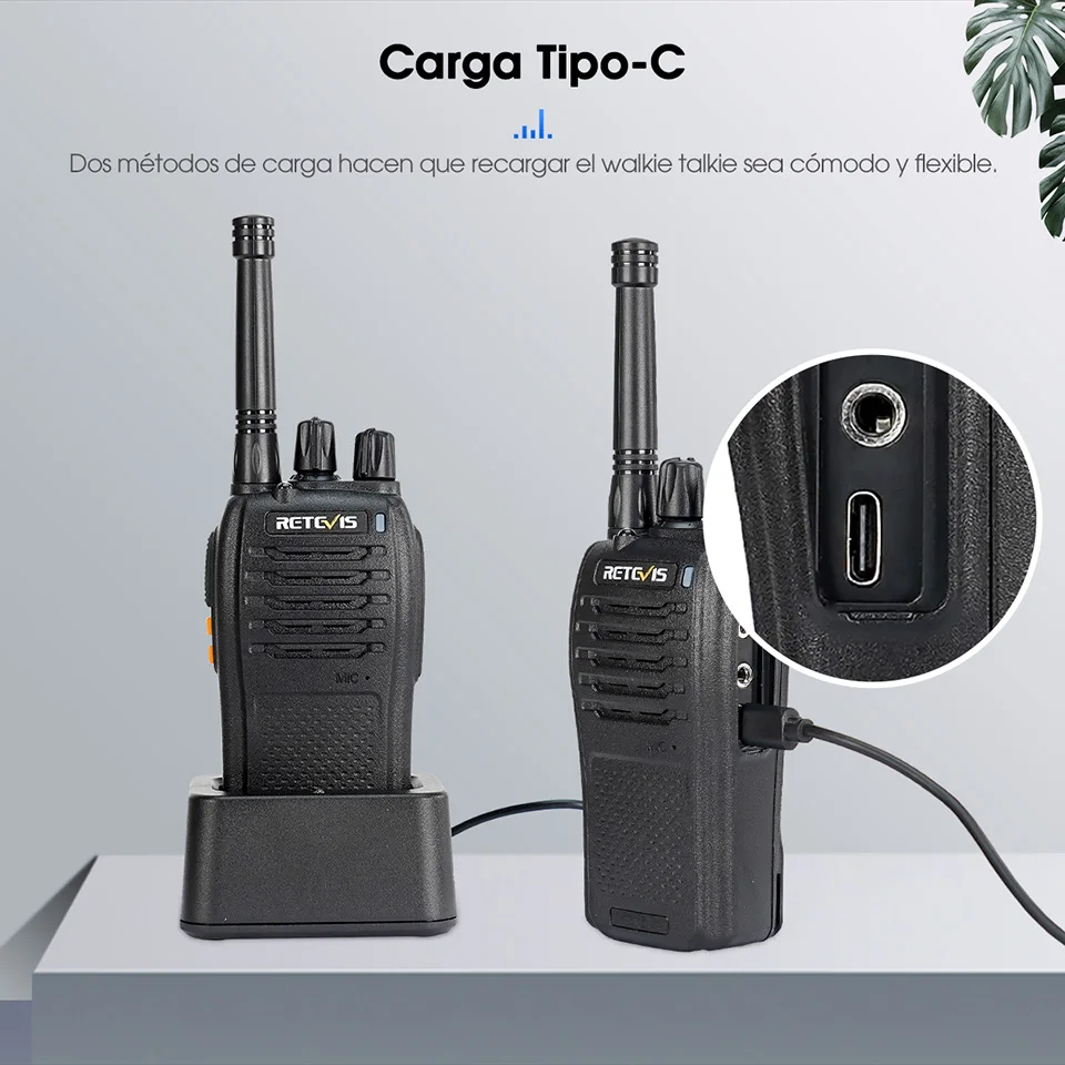 Retevis RB668 Walkie Talkie 2 Piezas Incluidas Walkie-talkies Portátiles Tipo-C Carga VOX Radios de Dos Vías para Tienda Minorista