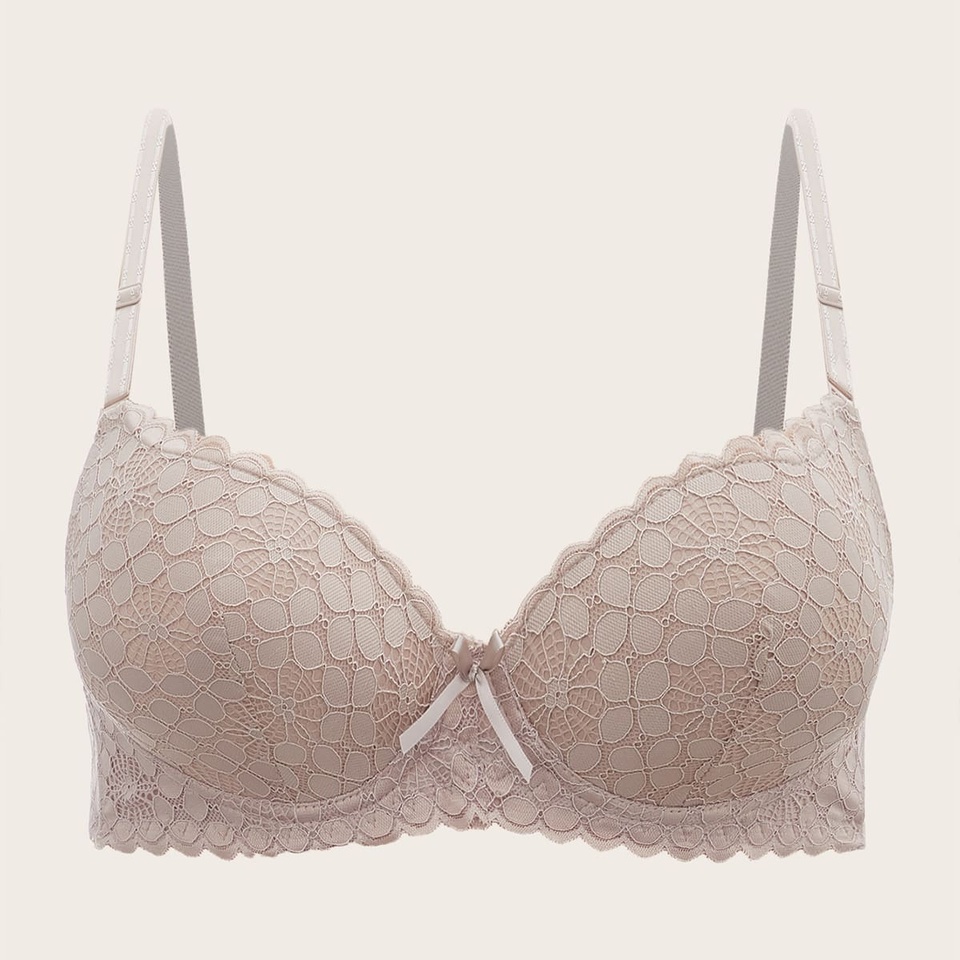 Women's Sexy Lace Underwire Bra Lightly Padded Plunge Push up Cup Everyday Bra