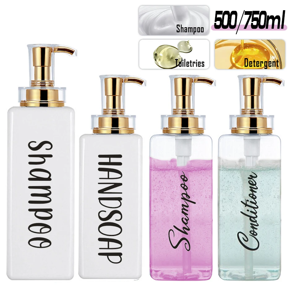 Shower Soap Dispenser Bottle Bathroom Shampoo Conditioner Body Wash Bottle with Removable Waterproof Labels
