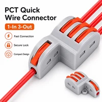 10PCS PCT 1in 3Out Quick Push-in Wire Connector Electrical Terminal Block 2-Position Splitter Pluggable Parallel Cable Connector 1