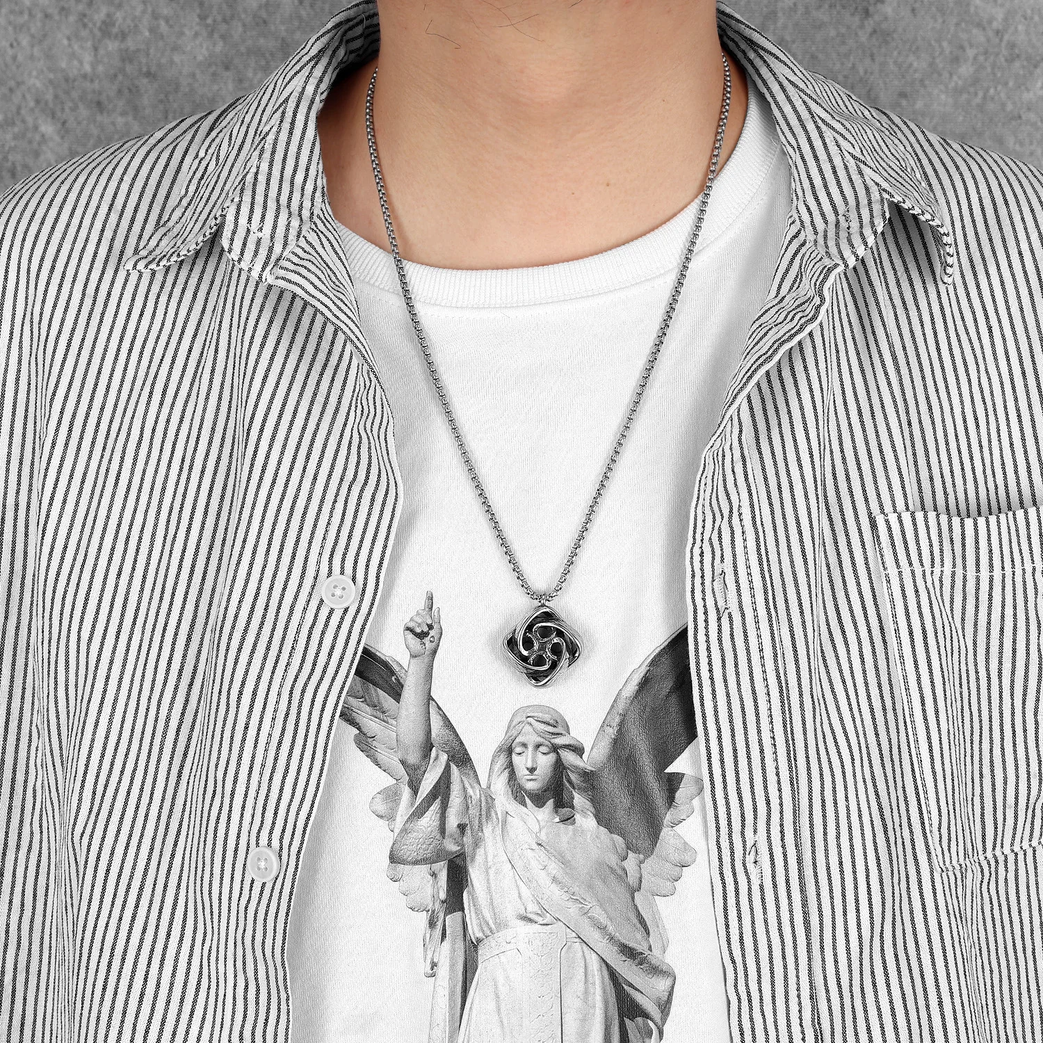 Spiral Pendant Retro Men Necklace 316L Stainless Steel Men Chain Rock Punk Jewelry Gift for Male Friend Accessories Dropshipping 5