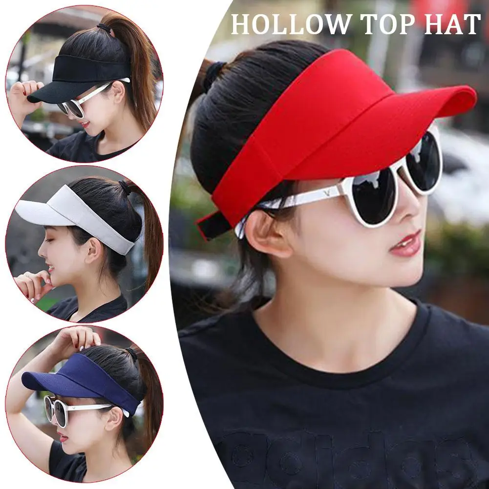 Summer Sun Hats Men Women Cotton Adjustable Visor UV Protection Empty Solid Sport Tennis Golf Running Sunscreen Baseball Cap