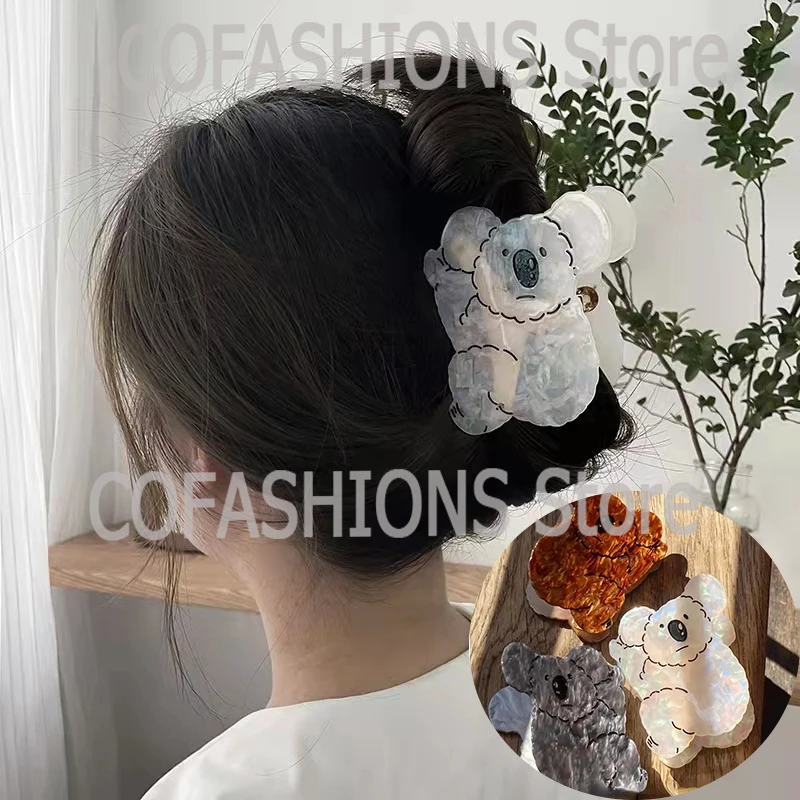 2022 Korean Acetate Koala Hair Clips Women Hair Claw Animal Crab Shark
