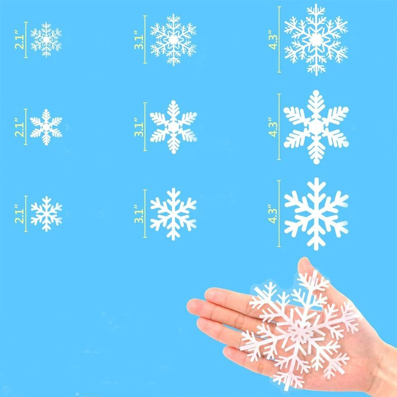 110 PCS Extra Large Snowflake Christmas Window Clings Decals For Glass Giant White Snowflake Window Decorations Xmas Snowflake Stickers Winter - View #3
