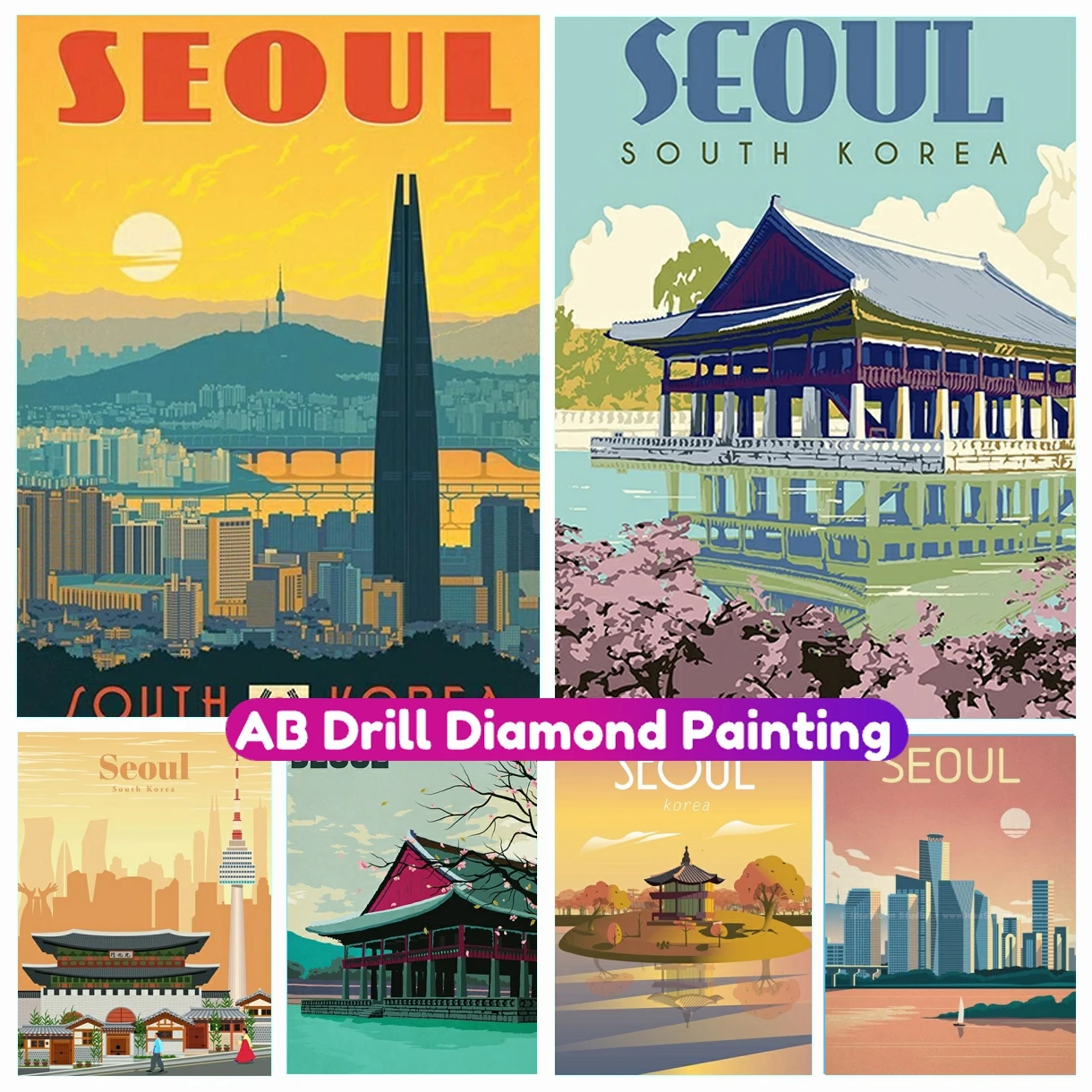 

Landscapes South Korea Seoul AB Diamond Painting Cross Stitch Kit 5D DIY Full Drill Mosaic Embroidery Handicraft Home Decor Gift