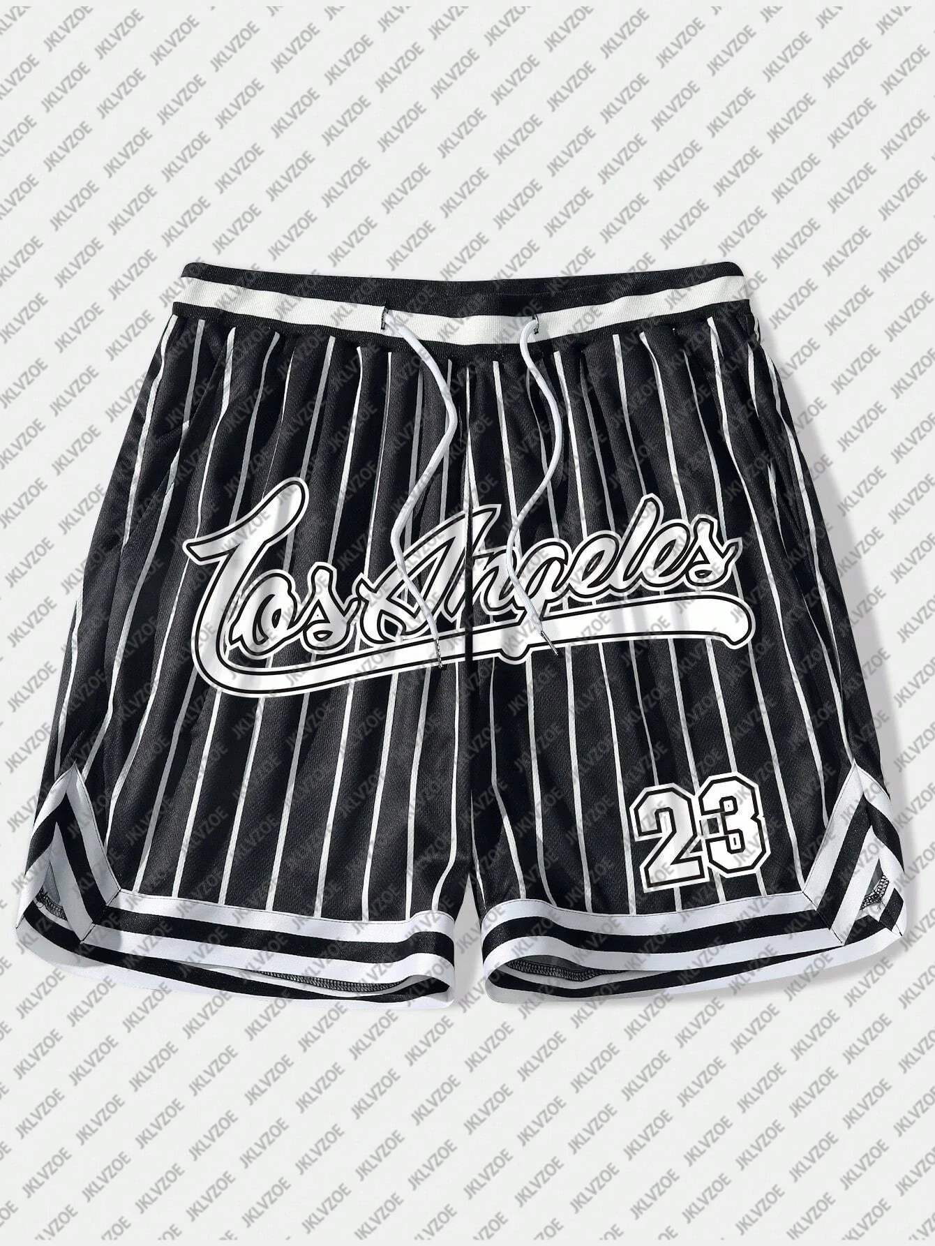 Bermuda Shorts Los Angeles 23 Men Women Unisex Loose Drawstring Quick Dry Striped 3D Print for Summer