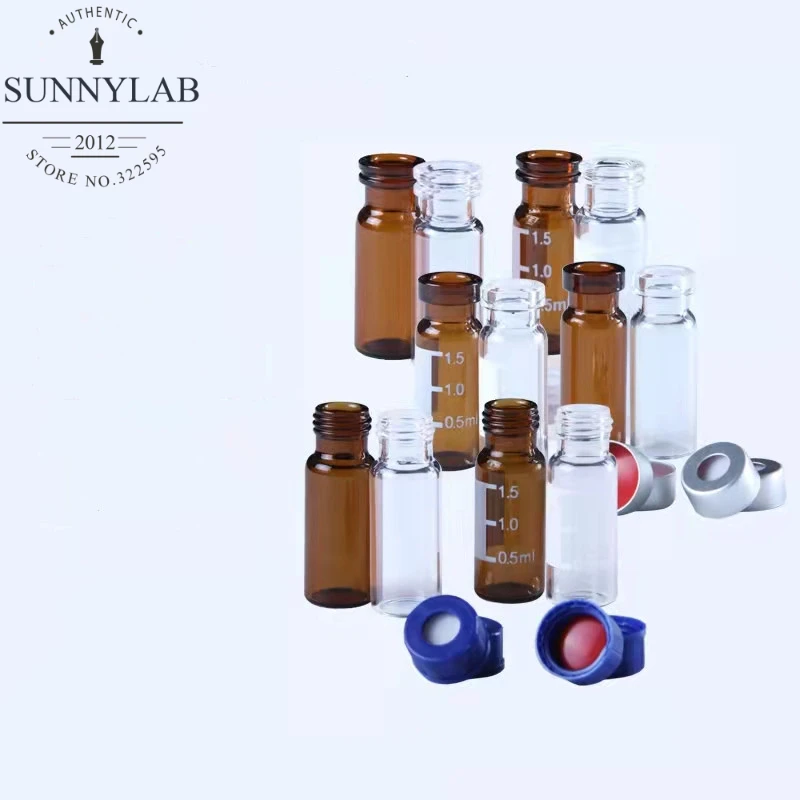 

Lab 100pcs/pack 1.5/2ml Clear/brown Glass Headspace Sample Bottle Liquid Injection Chromatography Vial with Silicone Pad Cap