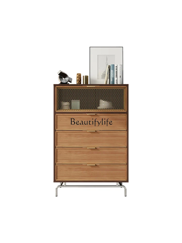 Bedroom Simple Modern Drawer Storage Cabinet Living Room Retro Solid Wood Storage Clothes Closet