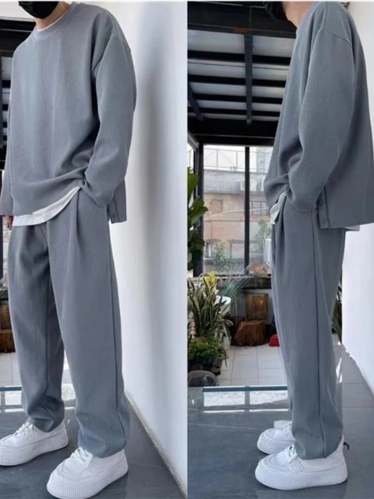 

Juspinice Men's Tracksuit Autumn Plus Fleece Sweatshirts Two Piece Set Casual Oversized Solid Male Sports Suit Trousers Sets MEN