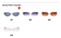 Lunettes de soleil ovales sans monture pour femmes, lunettes de soleil rondes, lunettes transparentes, nuances dégradées, créateur de marque, Y2k, mode 2000 4