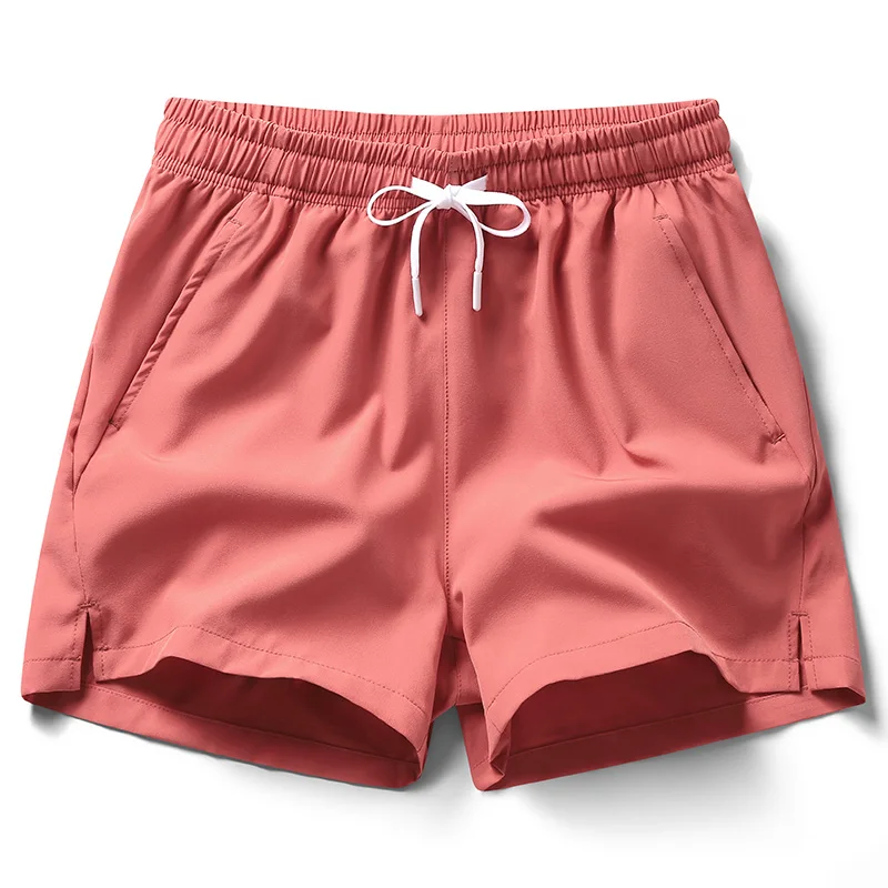 Summer Solid Color Fashion Elastic Waist Shorts Man High Street Casual Loose Pockets Lacing Patchwork Quick Drying Motion Pants