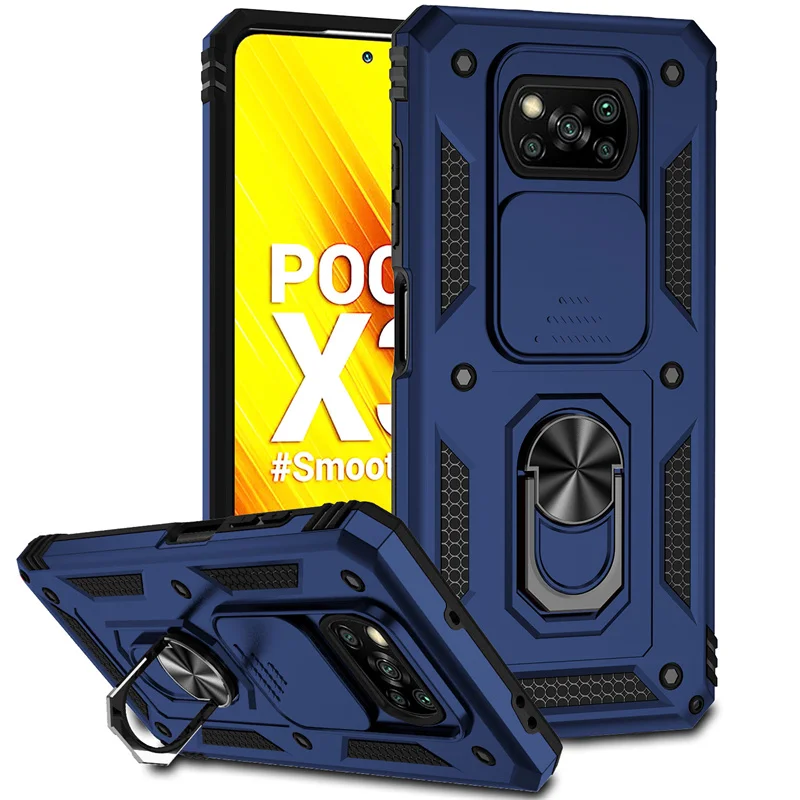 thumbnail image 1 of For Xiaomi Poco X3 Pro Case Magnetic Ring Holder Armor Cases For Poko Poxo Pocco Little X 3 NFC X3Pro Slide Camera Protect Cover, 1 of 5
