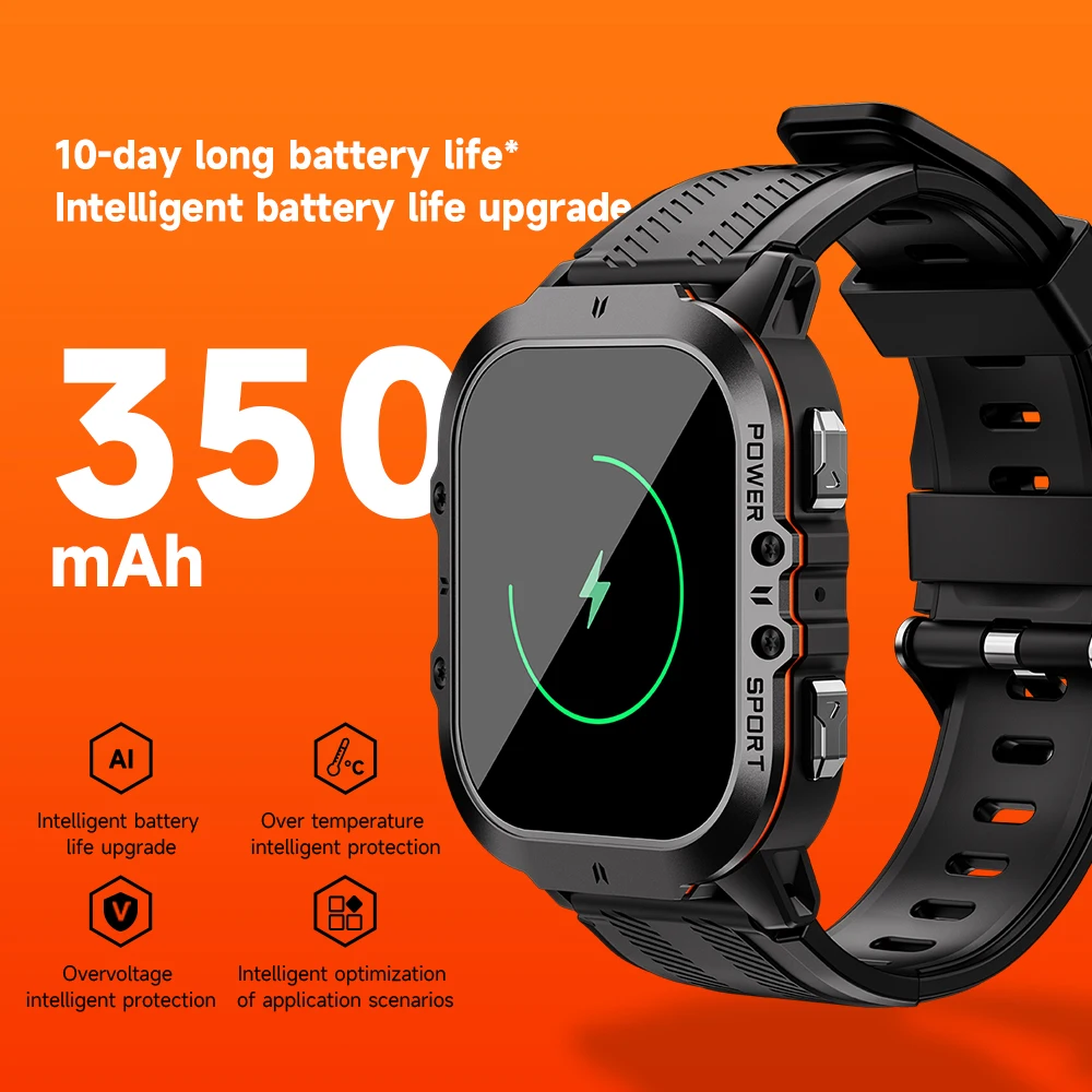 MISIRUN New C26 Smart Watch 100+ Sports Modes Bluetooth Call Smartwatch 1.96" AMOLED 1ATM Waterproof Outdoor Military Wristwatch 3