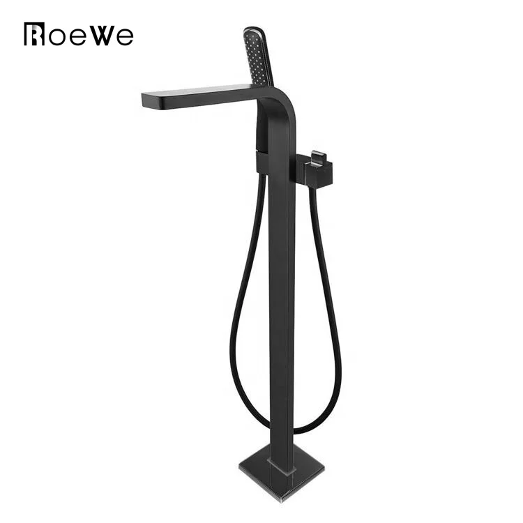 

Single Handle bathroom shower mixer floor standing tap matching stand bath tub, brass floor mounted freestanding bathtub faucet