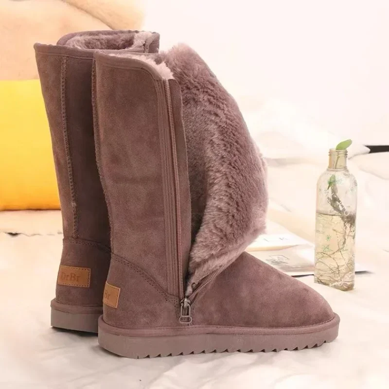 

Women's Suede Leather Warm Snow Boots Winter New Causal Plush Fluffy Anti-cold Zip Booties Plus Size Woman Daily Platform Shoes