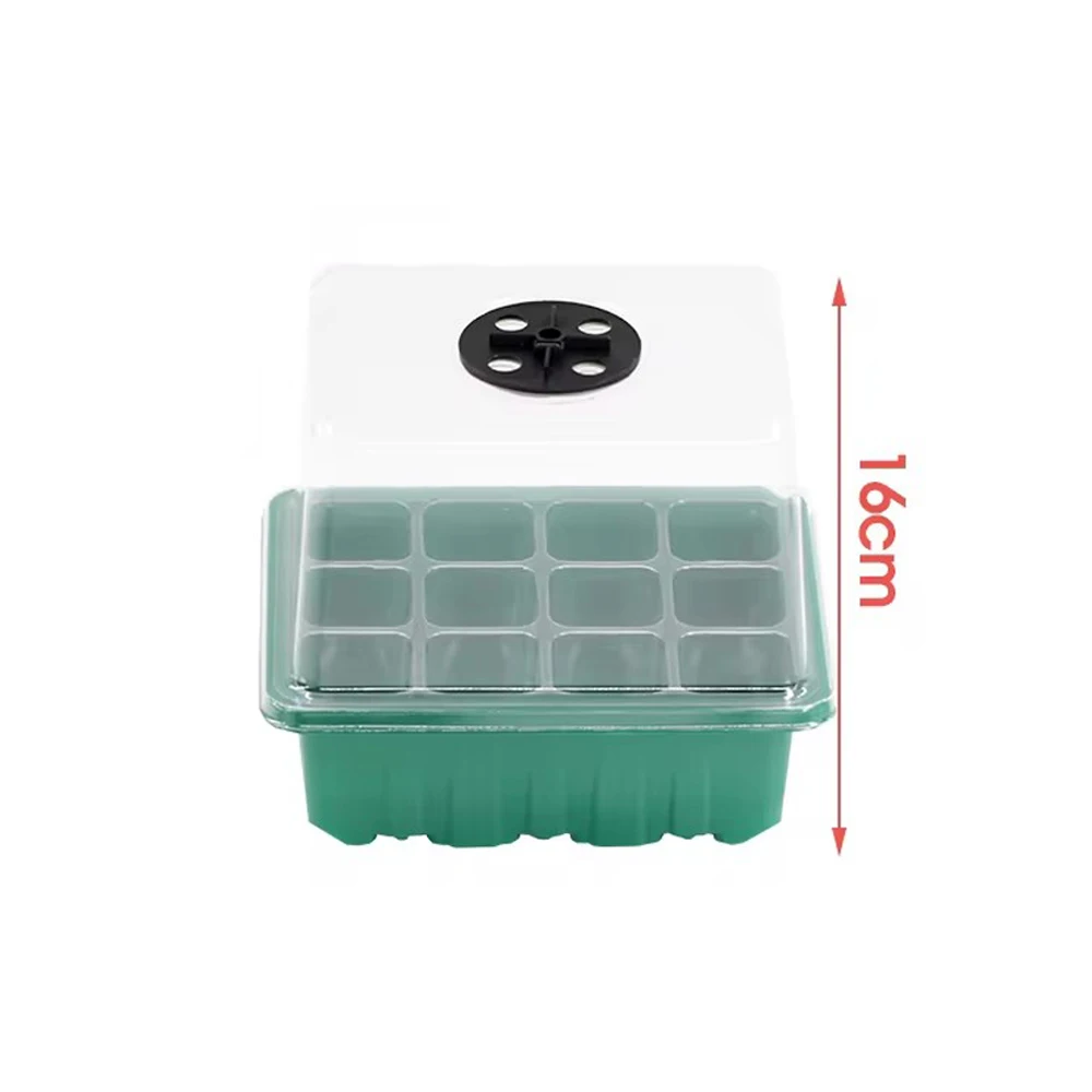 16cm Height Grow Box Full Spectrum Warm Grow Light Seed Starter Tray Seedling Nursery Container Pot Transparent Cover Humidity