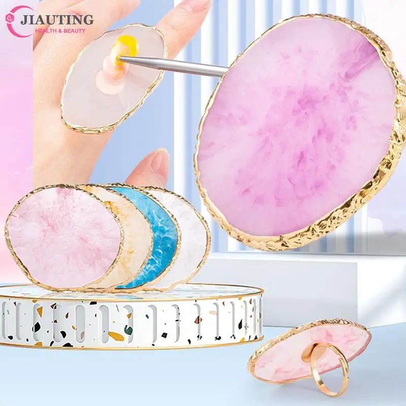 

1Pc New Resin Stone Nail Art Palette Finger Ring False Nails Tips Drawing Color Mixing Display DIY Manicure Polish Gel Tool
