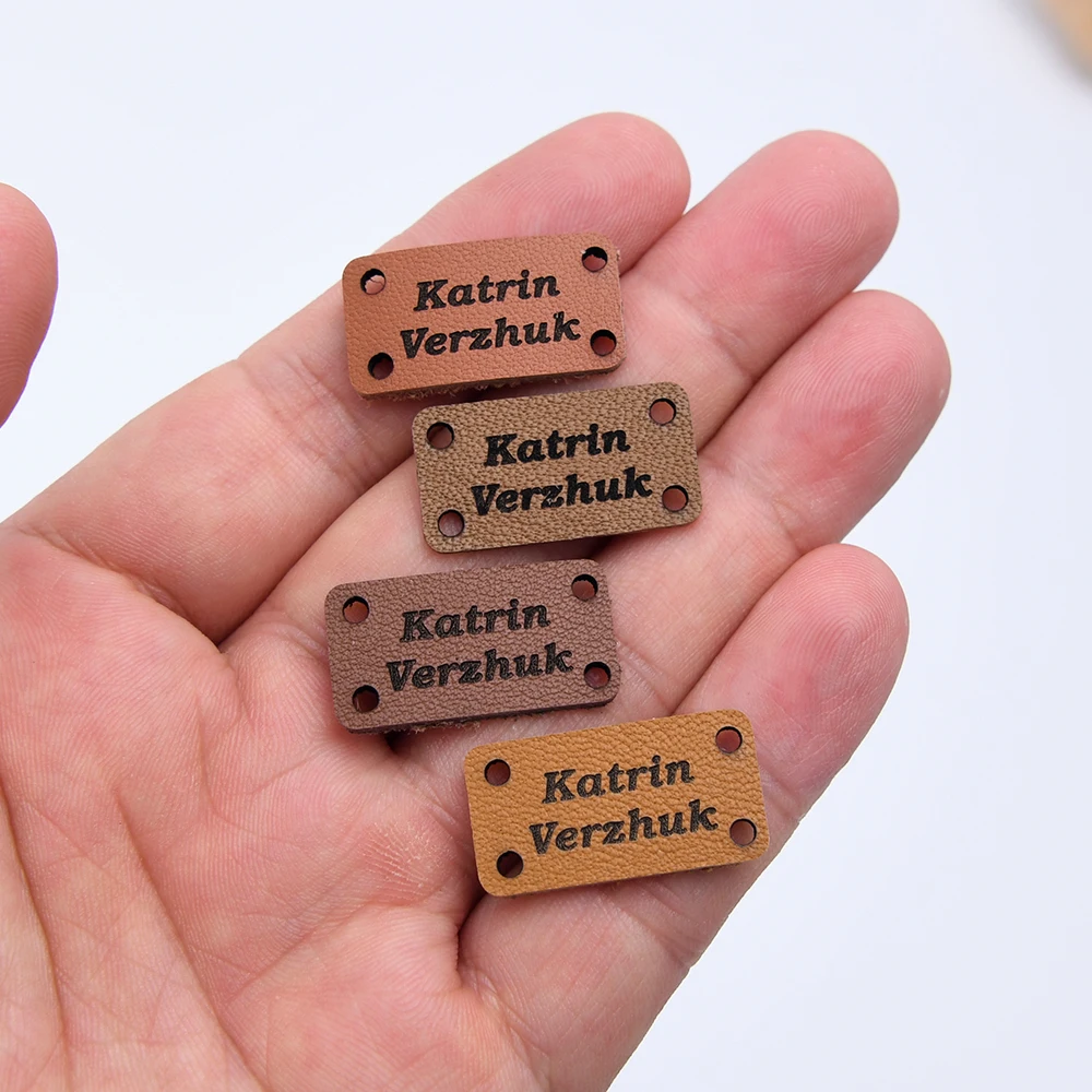 맞춤형 가죽 태그 레이저 각인 미리 구멍 뚫은 1mm 두께 13x25mm DIY 공예 수제 액세서리 친환경 가죽