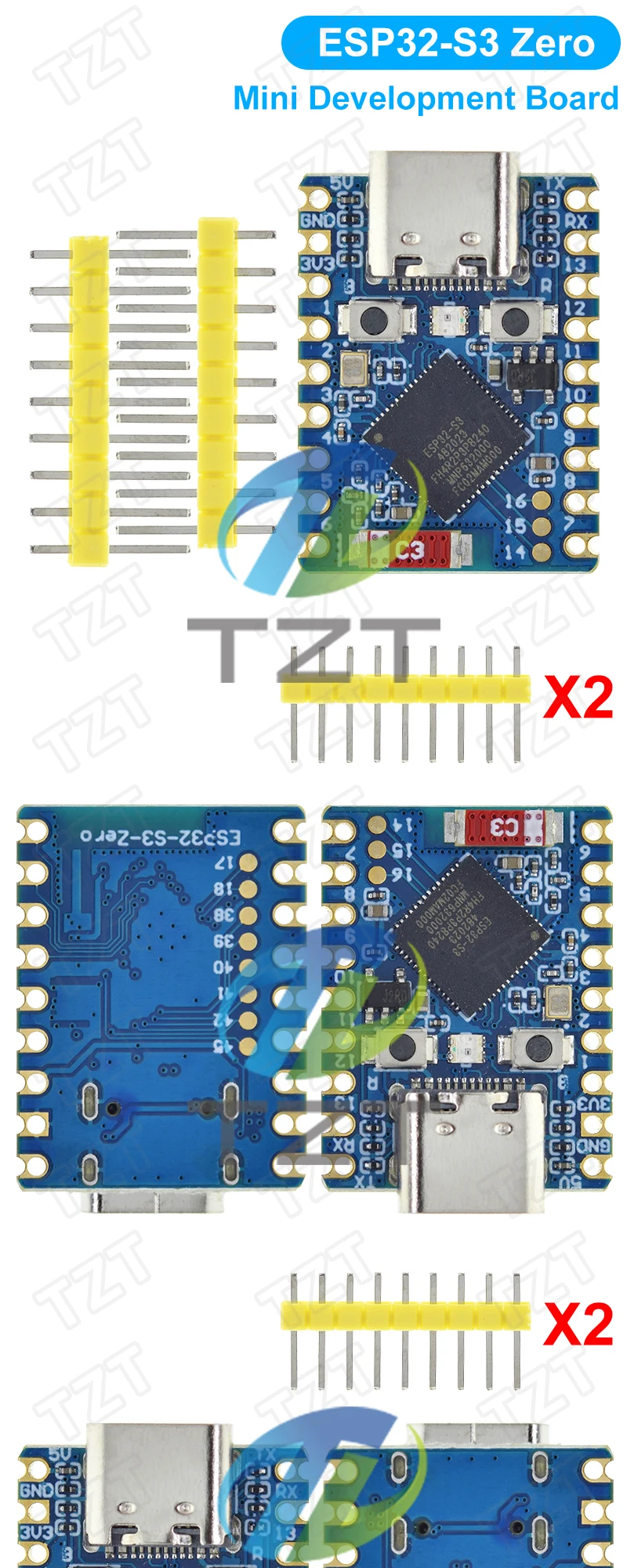 1/2/5 Stück TZT ESP32-S3-Zero Mini-Entwicklungsboard WiFi Bluetooth Ultrakompakte Größe ESP32 C3 S3 ESP 32 – Detail 4
