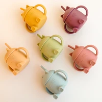 250ML Newborn Feeding Drinkware Cup Infant Learning Baby Bottles Anti-Hot Leakproof Silicone Tableware Toddler Water Bottle 2