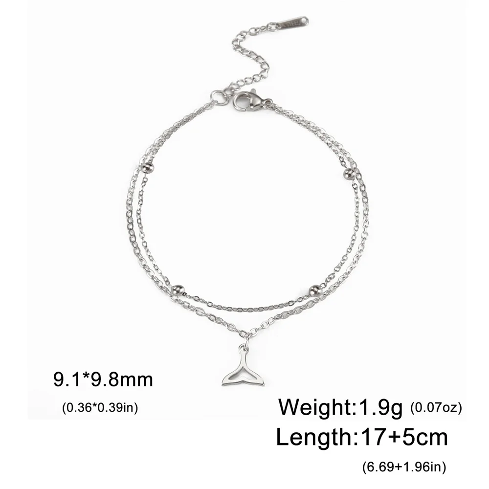 Edelstahl Wal Fischschwanz Armbänder für Frauen Mädchen Charme Doppels chicht Perlen Kette Armbänder Modeschmuck Hochzeits geschenk – Detail 14