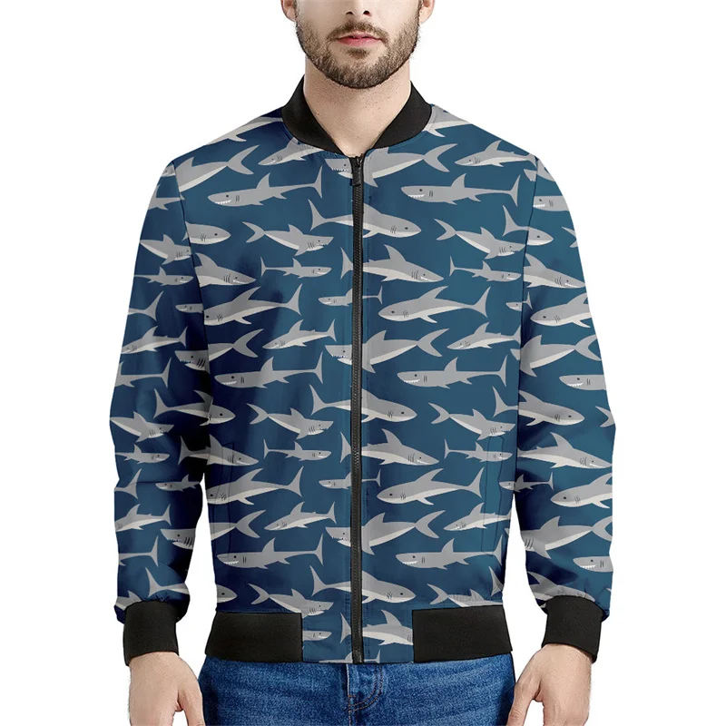 thumbnail image 1 of Chaqueta con cremallera con estampado de tiburón de dibujos animados para hombres y niños, sudadera con capucha con estampado 3D de animales del océano y peces, chaquetas de calle geniales, abrigos, 1 of 5