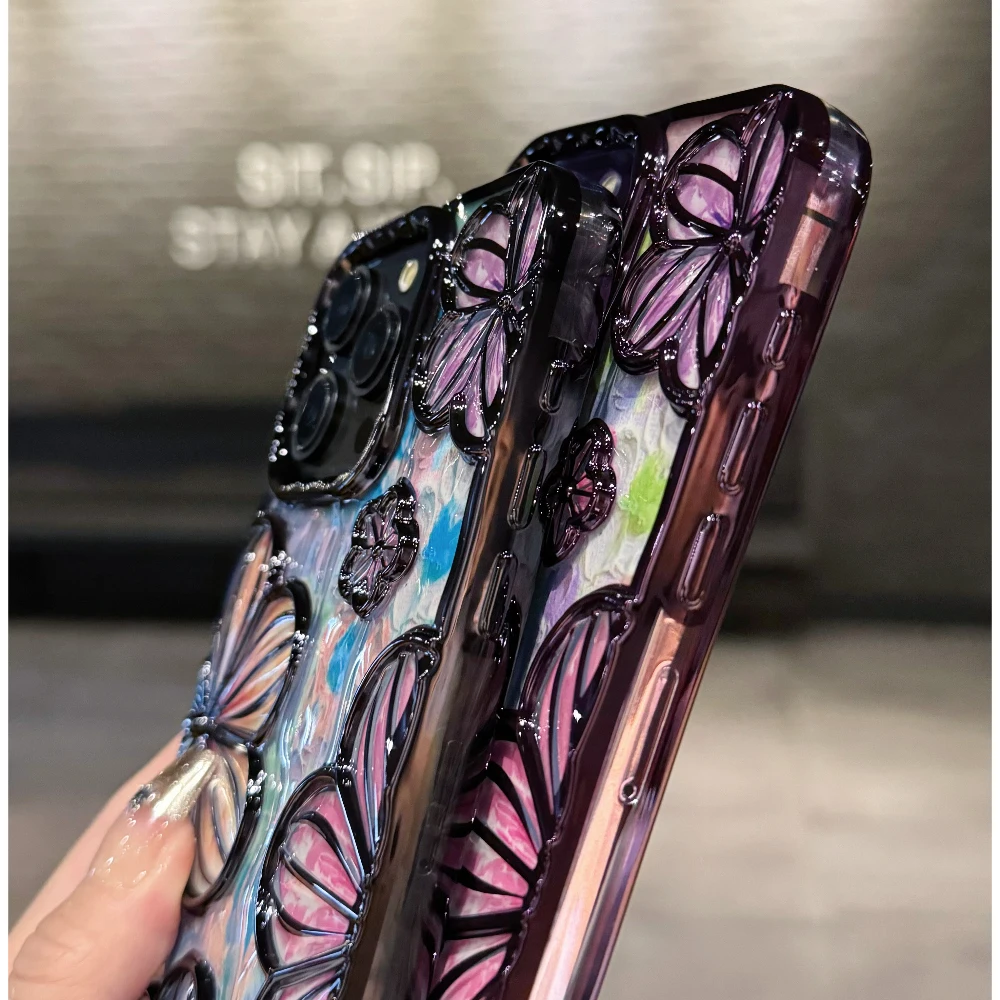 3D Flower telefonfodral för iphone 15 14 13 12 11 Pro Max Fashion Creative Färgglad mjuk silikon Stötsäker fodral_voghion.com