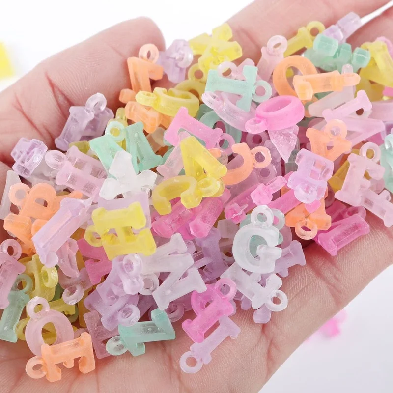 100Pcs/Lot Trendy Acrylic Square Alphabet Beads Large Hole Letter Loos