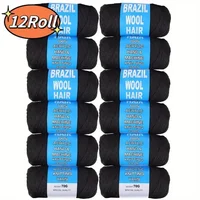 Extensions capillaires synthétiques brésiliennes en laine au Crochet pour femmes, fil de cheveux africain pour noir naturel, tresses Jumbo, 2/3/5/12 pièces ﻿ 1
