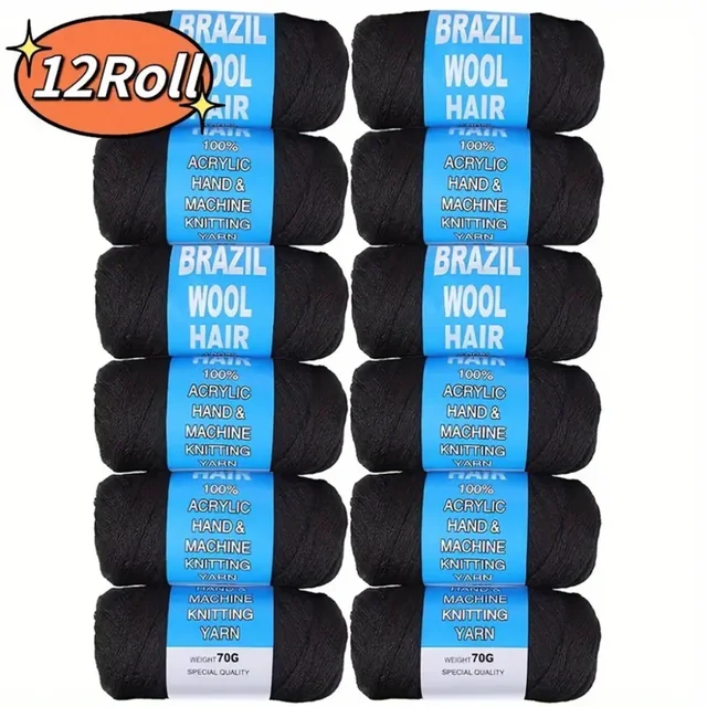 Extensions capillaires synthétiques brésiliennes en laine au Crochet pour femmes, fil de cheveux africain pour noir naturel, tresses Jumbo, 2/3/5/12 pièces ﻿ 1