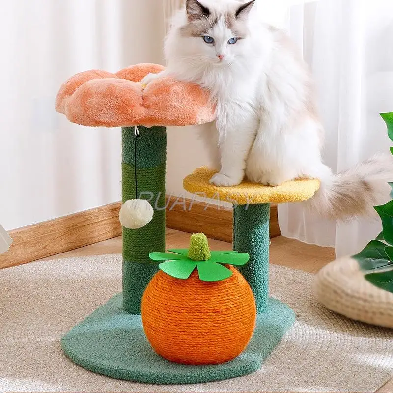 CatClimbingTreeShelfScratchingPostGrabbingColumnFrameNestToys