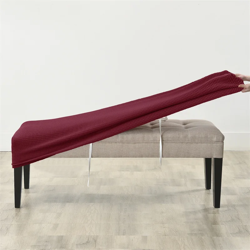 Elastic Ottoman Cover - Solid Color Removable Home Decor Bench Seat Protection