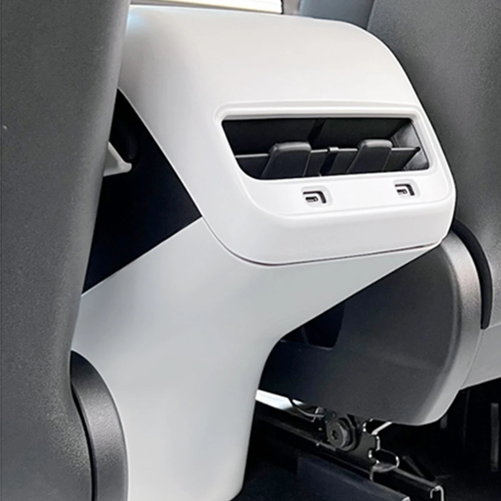 Matte White Car Rear Air Vent, Tomada Condicionador, Anti Kick Board, Guarnição Corrimão Capa para Tesla Modelo Y 3, Acessórios Interiores